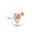 Rose gold bear earring with pink heart zircon and wings, size 0.86cm by 0.69cm - Bear Holding Heart Style (2#) / Rose Gold