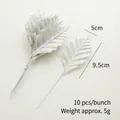 Silver artificial holly leaves with wire stems for DIY wedding and holiday decoration - Silver Maple Leaf (10 Pcs/Bundle)