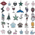 Detailed grid layout of twenty-four colorful enamel alloy charms for DIY jewelry making - Mixed 30pcs White K Enamel-SN1099
