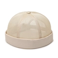 Beige breathable mesh docker cap with canvas brim for a minimalist casual summer look - Beige