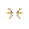 S925 sterling silver gold plated earrings set with colorful zircon stones in a curved design - Stud Earrings [ME438]
