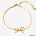 Elegantes goldfarbenes Schleifenarmband mit flacher Schlangenkette und Karabinerverschluss - Goldene Fußkette (AKJ536) / Gold
