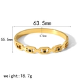 Bracelet jonc en acier inoxydable plaqué or 18k avec maillons et pierre noire carrée - Style Carré Noir (TB7085-BK)