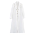Minimalistische witte lange trenchcoat voor dames met reverskraag en drie-knoops sluiting - XS / Wit