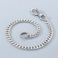 Macro detail of silver stainless steel Cuban chain featuring a skull swivel spring clasp - Six Side Grinding Cuban Chain (Skull Clasp) / 40cm (16 inch)