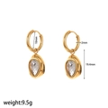 Boucles d'oreilles créoles en acier doré 18k avec pendentifs zircons en forme de goutte - Boucles d'oreilles dorées (TE60391-G)