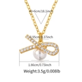 Goldene Schmetterlingskette mit Strasssteinen und Perle inklusive Abmessungen - KN0385-Gold Schleife Perle