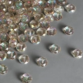Macro shot of faceted crystal glass beads with AB aurora coating for DIY jewelry making - Luminous Green
