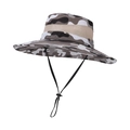 Breathable camouflage sun hat with mesh panel and adjustable chin strap in grey camo - Camouflage Beige