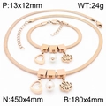 Set gioielli in oro rosa con ciondolo a cuore e perla, catena a serpente e bracciale - Loto / Collana / Oro rosa