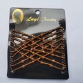Elastic magic hair comb with brown beads and woven wires for messy bun styling - Coffee