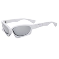 Lunettes de soleil de sport Y2K futuristes avec monture argentée et verres gris foncé - Monture Argent Verres Miroir Blanc