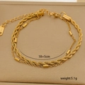 Close-up of double-layer gold stainless steel chain with twist and tube details - Double Rope Chain (7-2)