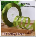 1cm military green satin ribbon 22m roll for gift wrapping and hair styling - 95# Army Green