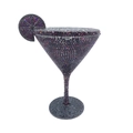 Detail of purple crystal martini glass clutch bag with lemon slice decoration - Purple (Full Purple Rhinestone)