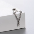 Silver titanium heart teardrop bow screw back stud earring with clear crystal pendant - Curved Bar Water Drop Chain (A36-4#)