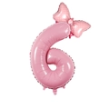 Pink number 6 foil balloon with pink polka dot bow decoration for birthday party - Candy Pink Bowknot Number-6