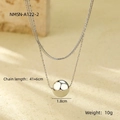 Collier double rang en acier inoxydable argenté poli avec un pendentif boule élégant - Argent (NMSN-A122-2)