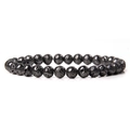 Elastic stretch bracelet featuring natural 8mm black lava stone round beads in a matte finish - Gun Black Lava Rock