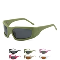 Y2K cyberpunk sports sunglasses in olive green with multi-color frame options - Green Frame Grey Lens