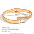 Bracciale rigido in acciaio inox placcato oro 18K con cristalli e diametro 55mm - Zirconia rettangolare asimmetrica