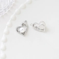 Silver bow heart metal pendant with pearl inlay for DIY jewelry and necklaces - 23# Pearl Heart