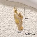 Gold-plated seahorse pendant with white shell and zircon stones for DIY jewelry - Gold Zirconia Seahorse