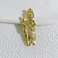 Pendaglio da prete placcato oro 18K con zirconi scintillanti su sfondo bianco testurizzato - Stile A-Gesù/San Giuseppe
