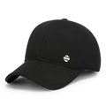Klassische schwarze Winter-Baseballkappe für Herren mit Ohrenschützern und Sport-Metalllogo - Schwarz