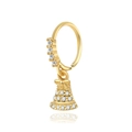 Dettaglio di un anello al naso dorato a forma di stella con zirconi incastonati - Campana / Oro