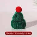 Mini green knitted Christmas hat with red pompom and 3.5cm diameter for holiday decor - Diameter 3.5cm Height 5.5cm / Green Hat Red Pom