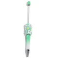 DIY beadable pen featuring mint green gradient barrel and crystal flower bead charms - Spray Painted Green Gradient