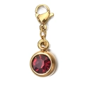 Macro shot of a 6mm red zircon pendant with gold plated lobster clasp for jewelry making - [Lobster Clasp] January Dark Red