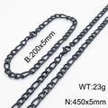 Zwarte roestvrijstalen Figaro kettingset met 5mm ketting en bijpassende armband voor heren - Armband / 5mm Zwart