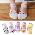 Five pairs of breathable mesh socks for kids with cute cartoon animal patterns - Sheep Baby Glass Silk / 3-5 Years (Feet length 13-15cm)