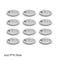 Silver stainless steel K18 jewelry tags, 9x4.5mm size DIY bracelet accessories - Oval Engraved 18K / Steel