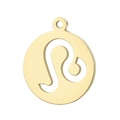 Golden round zodiac pendant featuring a cutout Leo symbol with a polished metallic finish - Gold Leo (KLJ4481-Z)