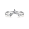 Anillo de corona en V minimalista de plata de ley S925 con circonitas blancas en plata - US 6 / Plateado