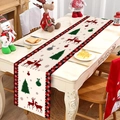 Kersttafelloper met rendier- en boompatronen op een rustieke houten eettafel - 181x35.5cm / Kerstboom & Rendier Patroon