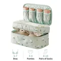 Green double-layer underwear organizer with unicorn print and 8-compartment storage - 8-Compartment Double Layer / Mint Green Unicorn