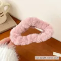 Pink plush faux fur claw clip 12cm hair accessory for winter autumn fashion style - Pink Maillard Style Plush Scrunchie