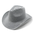 Detailed view of grey knitted cowboy hat showing horizontal weave texture and curved brim - M (56-58cm) / Gray