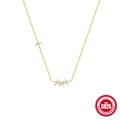 Elegante Halskette aus S925 Sterlingsilber mit vierblättriger Blume und weißen Zirkonia - 925er Silber / Gold - Halskette