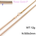 Rose gold snake chain necklace with lobster clasp, 500mm length and 3mm width - Rose Gold 3mmx500mm(KN203783-Z)