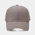 Detailed close-up of dark khaki baseball cap with twill texture and six-panel crown - Adjustable / Light Gray