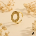 Detailed view of 18K gold plated hammered texture oval ring with minimalist open design - Round Hollow Hammered (RG1059-A)