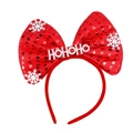 Red Christmas headband with a large sequined bow featuring snowflakes and HO HO HO text - 20.5X21.5CM / Red Sequin Bow (HOHOHO)