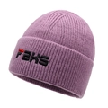 Lavender purple knit beanie with FBXS 3D embroidery for outdoor winter warmth - One Size / Purple