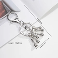 European vintage chess piece keychain with silver metal plating and size dimensions - 5-Piece Chess Pieces Charm Set / Silver