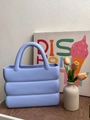 Chic lavender EVA small square handbag with modern wave texture and integrated handle - Blue
